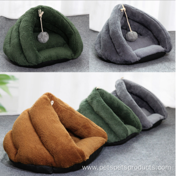 Wholesale Detachable Warm Roll Plush Cat Cave Bed